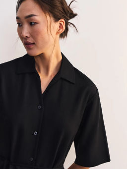 Льняное платье-рубашка с поясом ZR2605012904-50 / Zarina