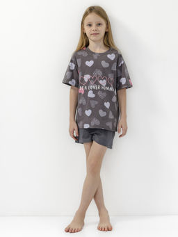 CHILLEASY 180007C-29 Комплект пижама для девочки (футболка, шорты), Антрацит