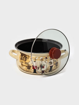 Кастрюля эмалированная «Сомелье», 3 л, d=23.1 см, цвет слоновой кости