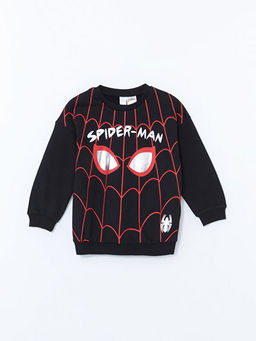 Bisiklet Yaka Spiderman Bask?l? Erkek ?ocuk Sweatshirt