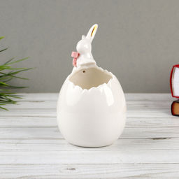 Фигурка кашпо белое Кролик 9х10х15 см / 19182-1W /уп 36/Пасха - ГалеонТрейд фото 8