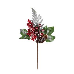Blumentag VDD-39 Веточка декоративная с ягодами и шишкой 6 х 1 шт. 27 см 01