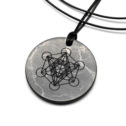 Кулон из шунгита круг "Метатрон" 35мм, полированный