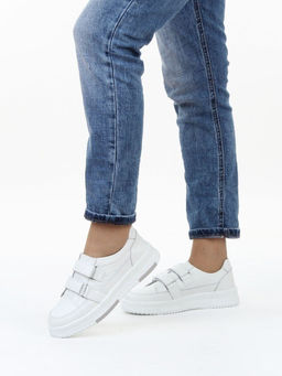 03-C138-9 WHITE Полуботинки спортивные женские (натуральная кожа)