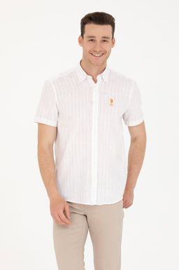 U. S. Polo Assn / Мужская белая рубашка в кирпичную полоску - U.s. polo assn фото 17