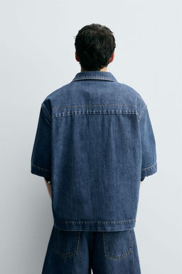 SHORT SLEEVE DENIM SHIRT - Zara фото 3