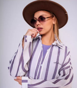 Рубашка #КТ33019, сиреневый - Dommod фото 5