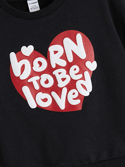 Bisiklet Yaka Bask?l? K?z ?ocuk Sweatshirt 2li