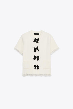 KNIT JACKET WITH TIES AND FRAYED TRIMS - Zara фото 3