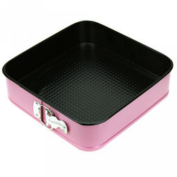 Форма для выпечки 3 штуки: 26х26см h7см; д24,5см h7,5см; 22х21см h7,5см, разъемная, металл, тефлоновое покрытие, цветной корпус-микс (Китай)