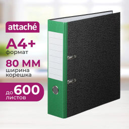 Папка-регистратор Attache Economy 80 мм мрамор с зелым кор,мет.уг.,бум/бум  фото 2