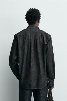 CAMISA RELAXED FIT DENIM / Negro - Zara фото 3