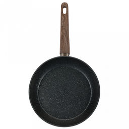 Сковорода с двухслойным антипригарным покрытием Terra д24см, h4,8см, s2,6мм, дно s3,1мм, индукционное дно д17,5см, кованный алюминий, бакелитовая ручка с покрытием soft-touch, имитирующим текстуру дерева, Regent (Китай) Подходит для всех видов - Домашняя мода фото 2