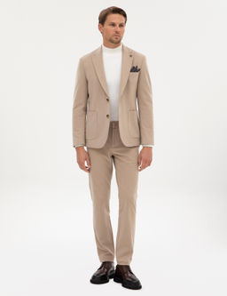 Bej Slim Fit Flanel Dokulu Kuma_ Pantolon - Pierre cardin фото 9