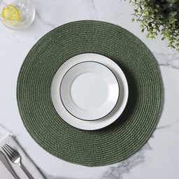 Цена за 12 шт. Салфетка сервировочная на стол Доляна Лофт, d=38 см, цвет зелёный  фото 14