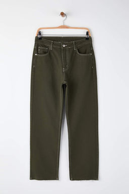 TRENDYOLMILLA Ac?k Mavi Pacas? Kesikli Yuksek Bel Straight Jeans TWOAW25JE00307  фото 22