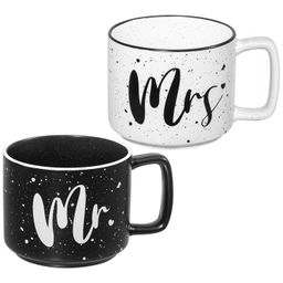 Набор 2 кружек 350 мл 12,5*9*7,5 см "Mr&Mrs", белый и черный, фарфор