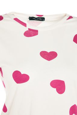 Ekru %100 Pamuklu Kalpli Orme Pijama Tak?m? THMAW21PT0566
