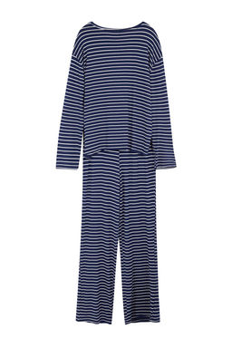 Trendyolmilla Lacivert Cizgili Gokkusag? Bask?l? Viskon Orme Pijama Tak?m? THMAW25PT00014 фото 15