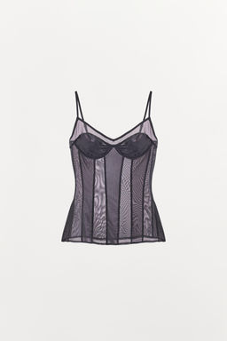 TOP TUL LENCERO / Azul / Gris - Zara фото 4