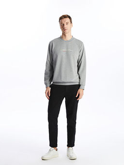 Bisiklet Yaka Uzun Kollu Nak??l? Erkek Sweatshirt