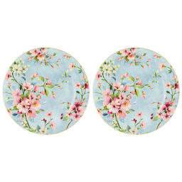 Набор тарелок 2 пр. 26*26*2 см "Яблоневый цвет на голубом" NEW BONE CHINA