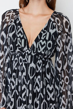 TRENDYOLMILLA Turuncu Etnik Desenli Belden Ac?lan Sifon Astarl? Mini Dokuma Elbise TWOSS23EL00519  фото 20