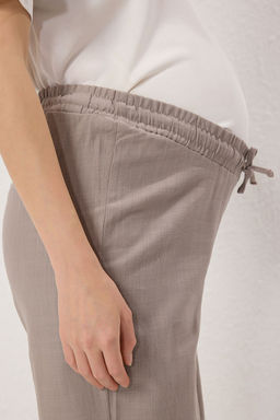 TRENDYOLMILLA Gri Hamile Pamuk-Keten Icerikli Lastik Belli Pantolon TBBSS25AR00032 фото 3
