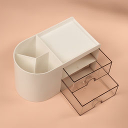 Органайзер для хранения косметики, многоуровневый, 3 секции, 2 ящика, 18×10×10 см, белый, чёрный