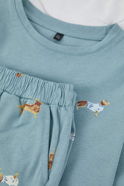 Mavi Erkek Cocuk 100% Pamuk Animal Bask?l? Regular Orme Pijama Tak?m? TKDAW26PT00005 - Trendyolmilla фото 3