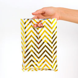 Цена за 2 шт. Набор подарочных пакетов, металлизированный, "Зиг-заг" золотой 17х25 см , 20 микрон 10 шт набор