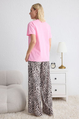 Trendyolmilla Pembe %100 Pamuklu Leopar Desenli Cepli Orme Pijama Tak?m? THMSS25PT00142  фото 5