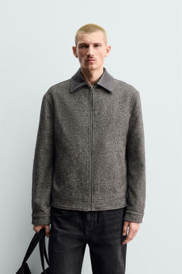 CONTRAST TEXTURED LEATHER JACKET ORIGINS - Zara фото 2