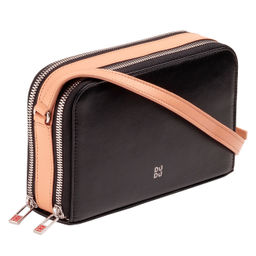 Итальянская женская сумка кросс-боди DuDu Bags серии Ines | черно-розовый пэчворк