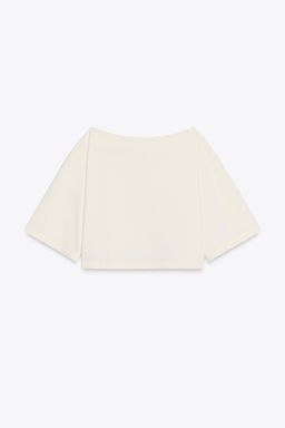 BOAT NECK COTTON T-SHIRT - Zara фото 5