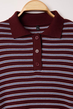 Wardrobe Essentials Murdum Premium Iplik/Ozel Iplikli Genis Kal?p Cizgili Triko Kazak TWOAW26KZ0019