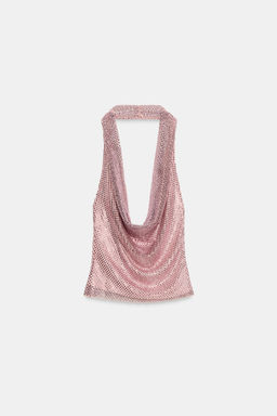 RED HALTER TOP WITH SHIMMER DETAIL - Zara фото 5