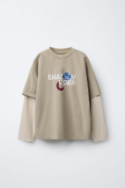 DOUBLE-SLEEVE RIDER PRINT T-SHIRT