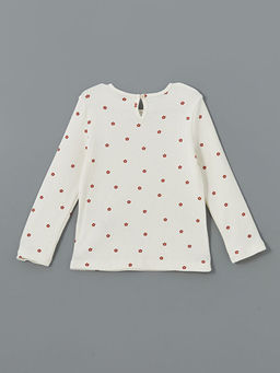 Bask?l? Pamuklu K?z ?ocuk Ti??rt