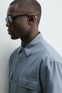 CAMISA LAVADA RELAXED FIT BOLSILLOS / Azul / ?ndigo - Zara фото 6
