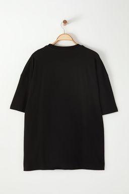 TRENDYOL MAN Siyah Bisiklet Yaka Oversize/Genis Lesim Buyuk Beden T-Shirt TMNSS25BF00001 - Trendyolmilla фото 6