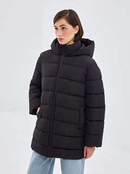 Kap??onlu D?z Oversize Kad?n ?i?me Mont