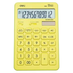 Калькулятор настольный компактный Deli Touch,12раз,дв.питание желт EM01551