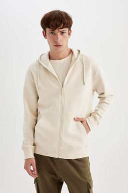 Толстовка обычного кроя с капюшоном на мягкой подкладке и на молнии - Defacto фото 3