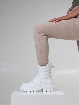 Ботинки 346.чанкиw. Белый бартон/Шерсть