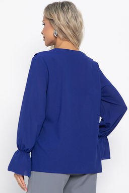 Блуза шифоновая Вэнси (синяя) Б15023-8М