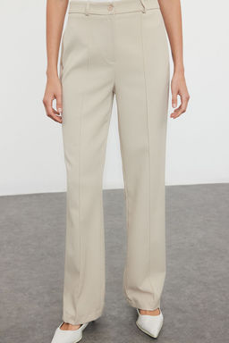 Vizon Straight/Duz Kesim Yuksek Bel Nervur Dikisli Dokuma Pantolon TWOSS21PL0093