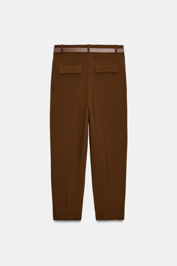 PANTAL?N PINZAS CINTUR?N / Marr?n - Zara фото 7