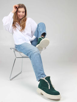 Ботинки EDART 308.агата w. зеленый замша/мех - Ed'art фото 4