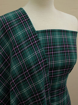 Фуле Клетка цв.т.опаловый зеленый/сиренево-розовый, ш.1.45м, хлопок-100%, 130гр/м.кв - Купава фото 2